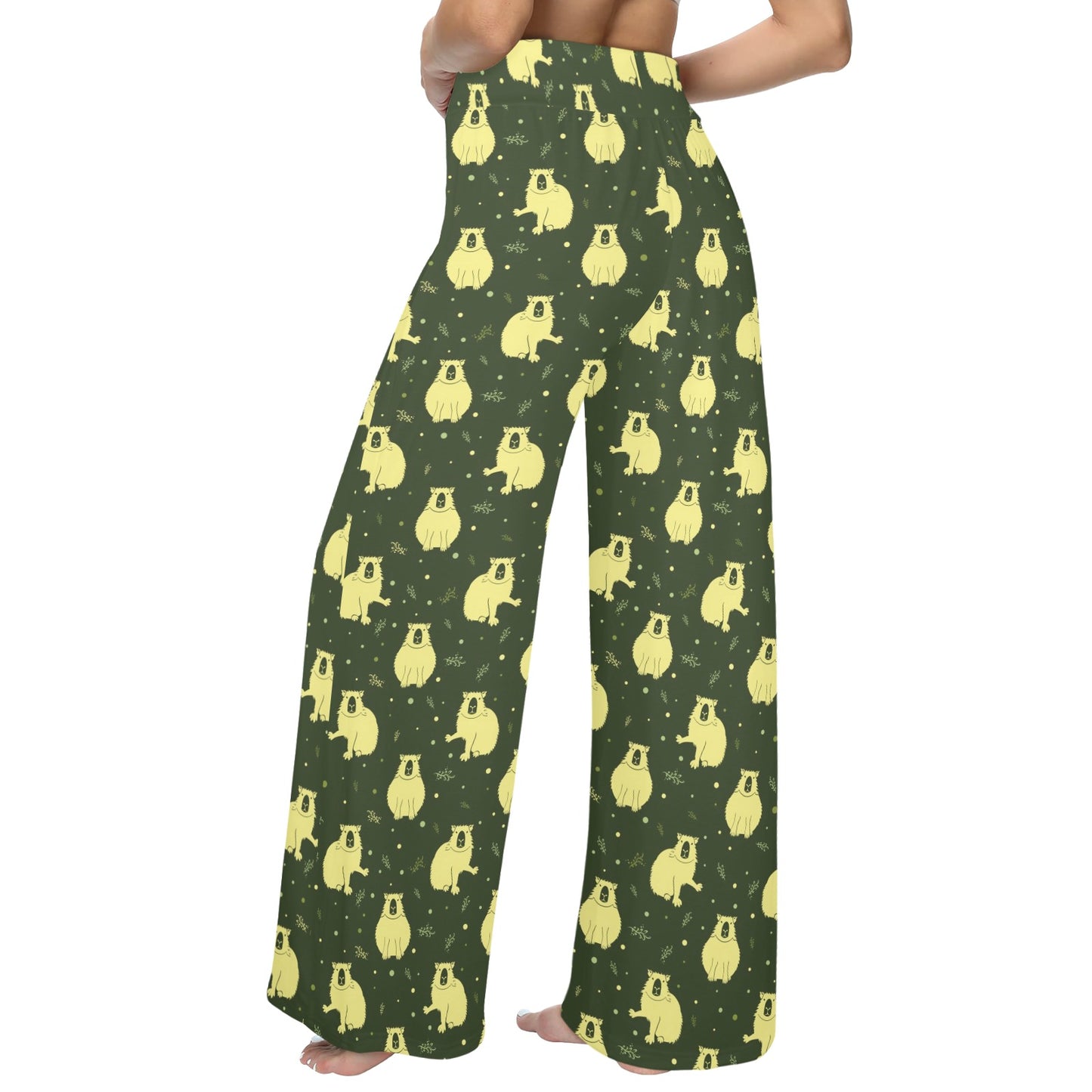 Capybara Pattern Print Design 03 Women's Wide Leg Lounge Pants