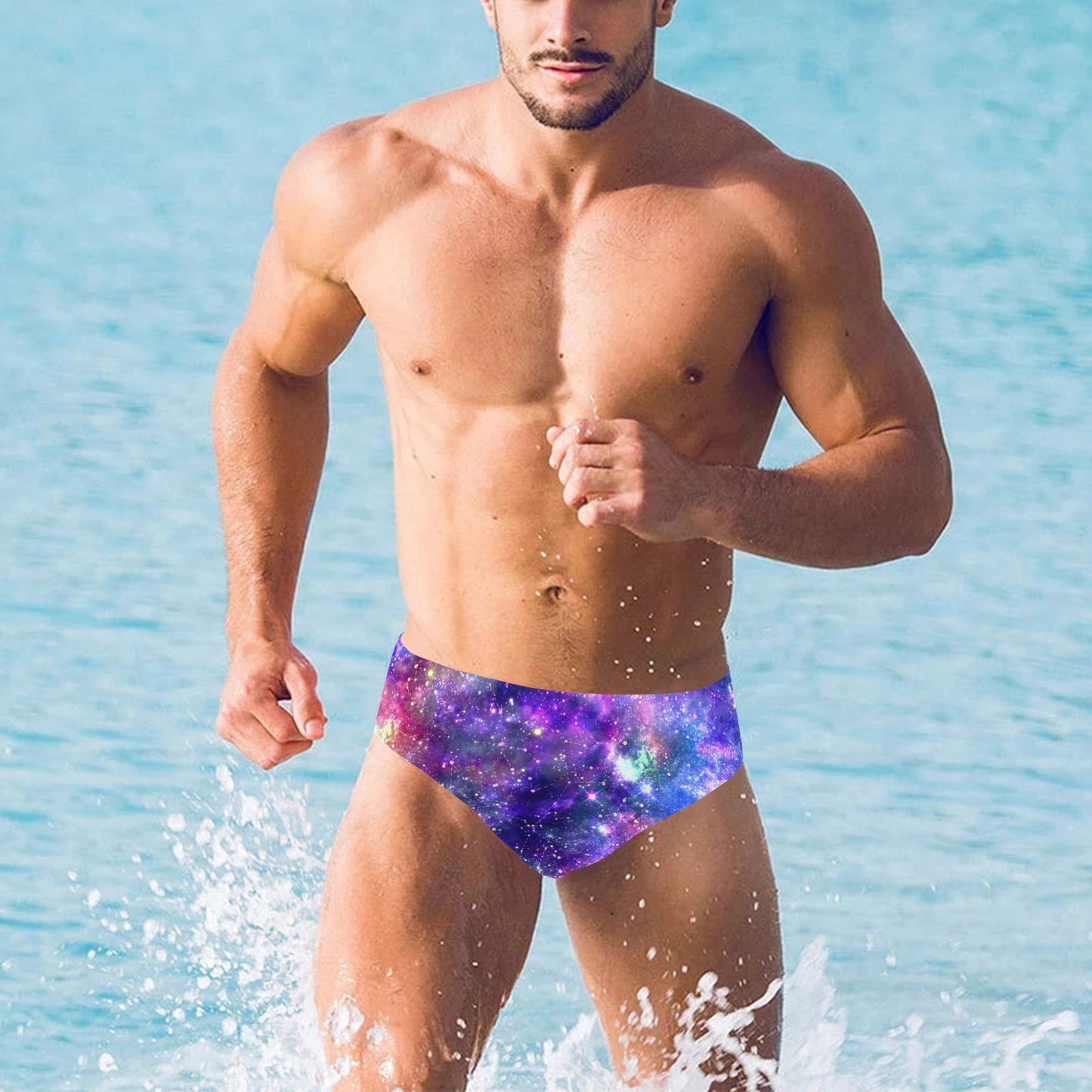 Galaxy Night Stardust Space Print Men's Swimming Briefs