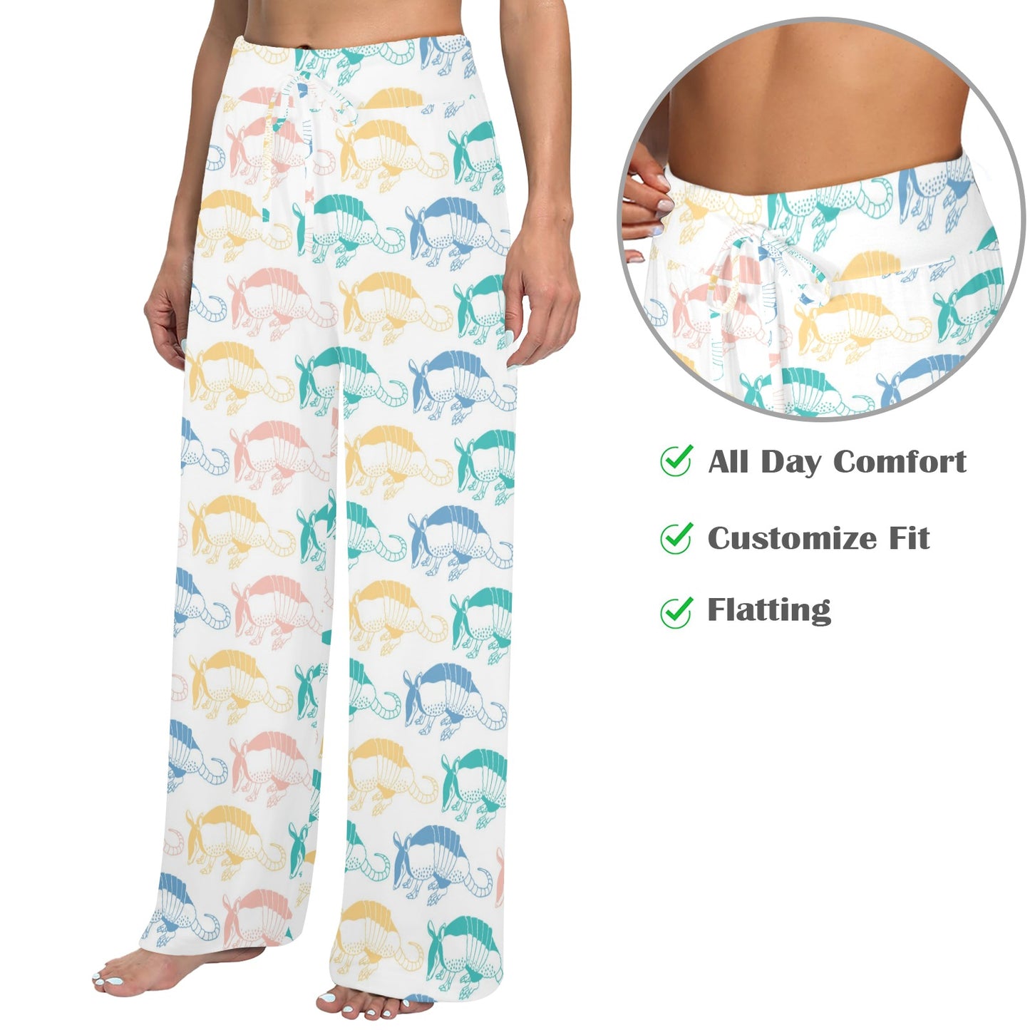 Armadillo Pattern Print Design 05 Women's Wide Leg Lounge Pants
