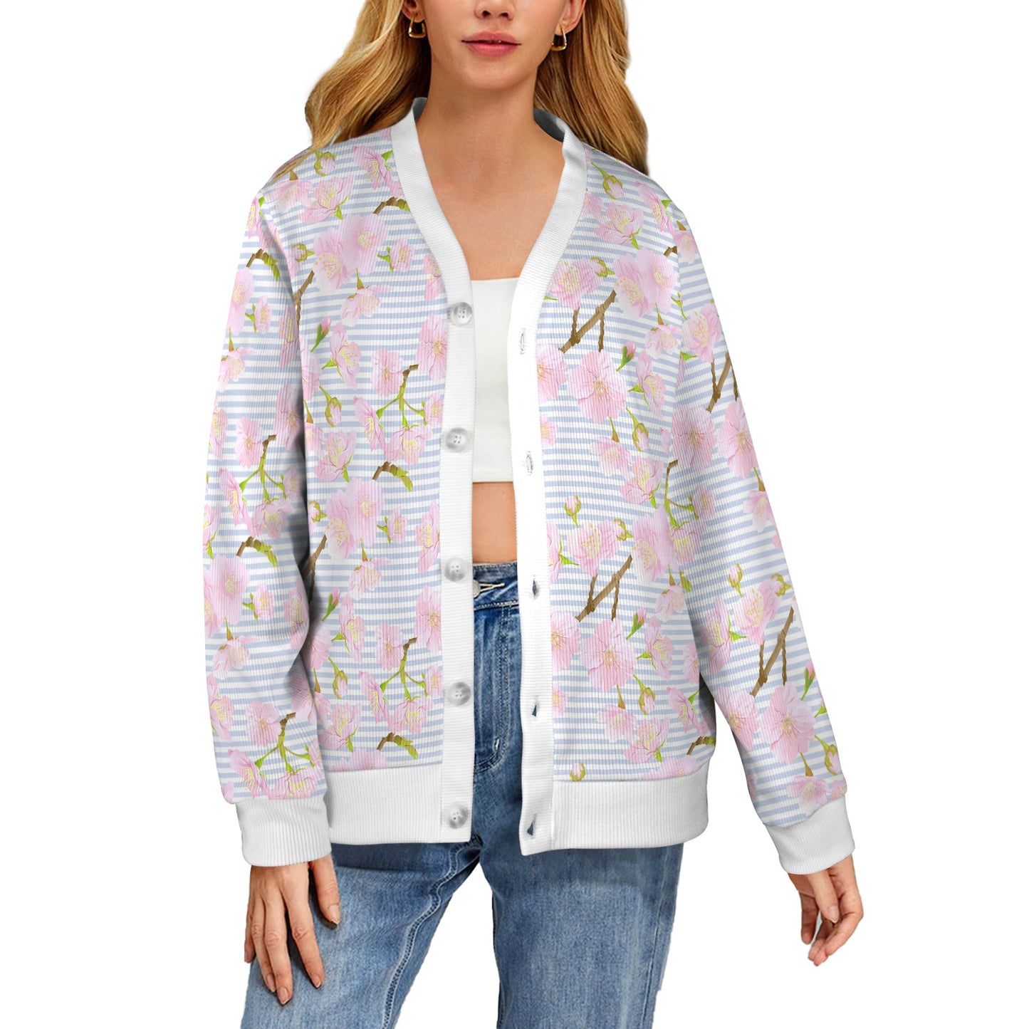 Pink Cherry Blossom Sakura Women's Cardigan