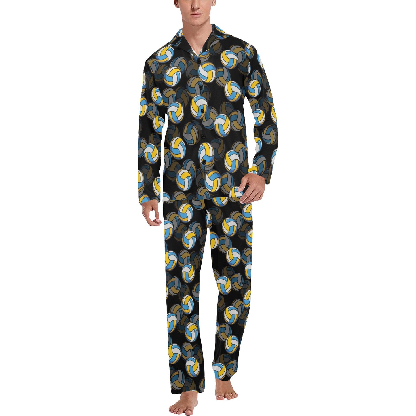 Volleyball Print Design LKS302 Men's Long Pajama Set