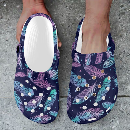 Feather Aztec Design Print Unisex Clogs Shoes