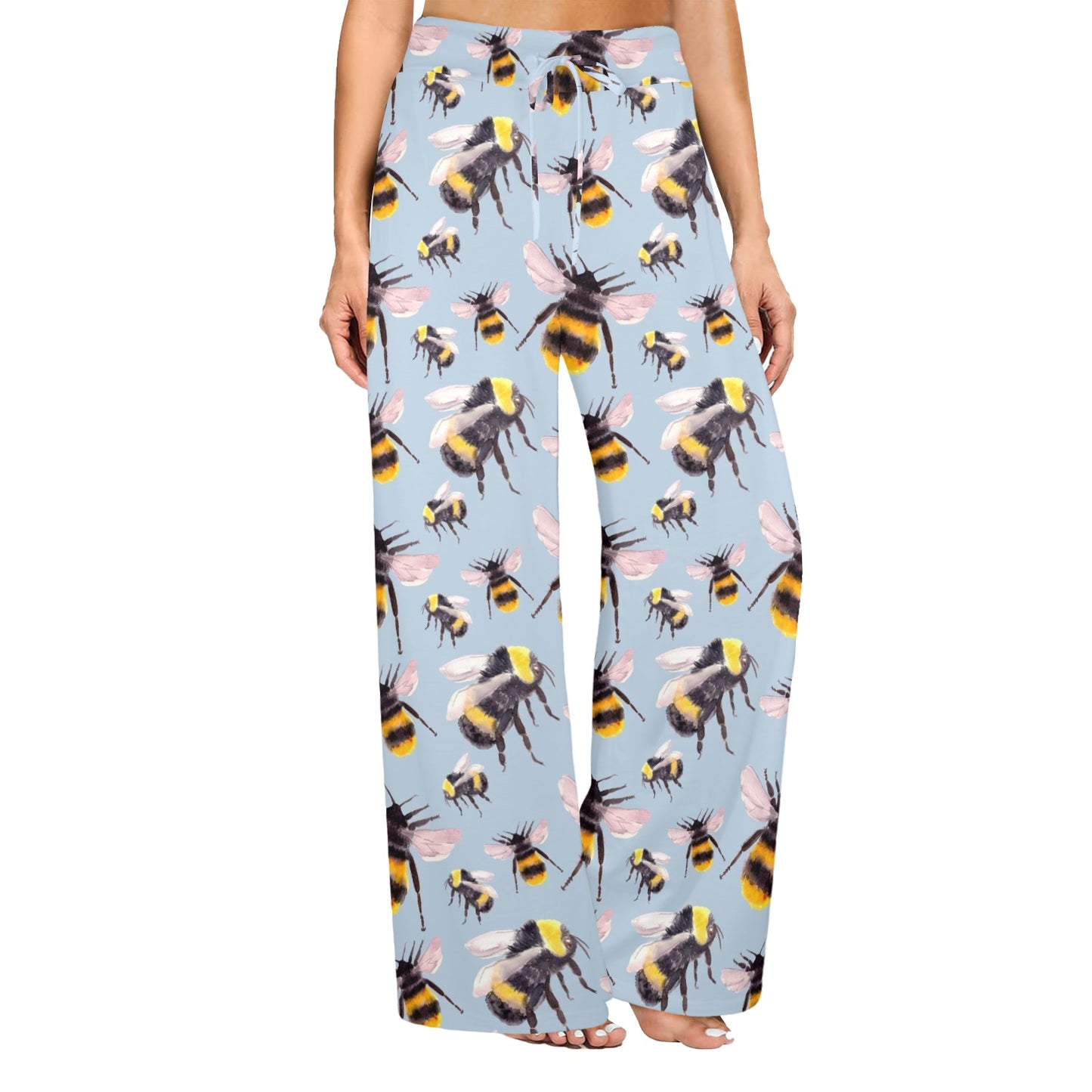 Bee Pattern Print Design BEE08 Women's Wide Leg Lounge Pants