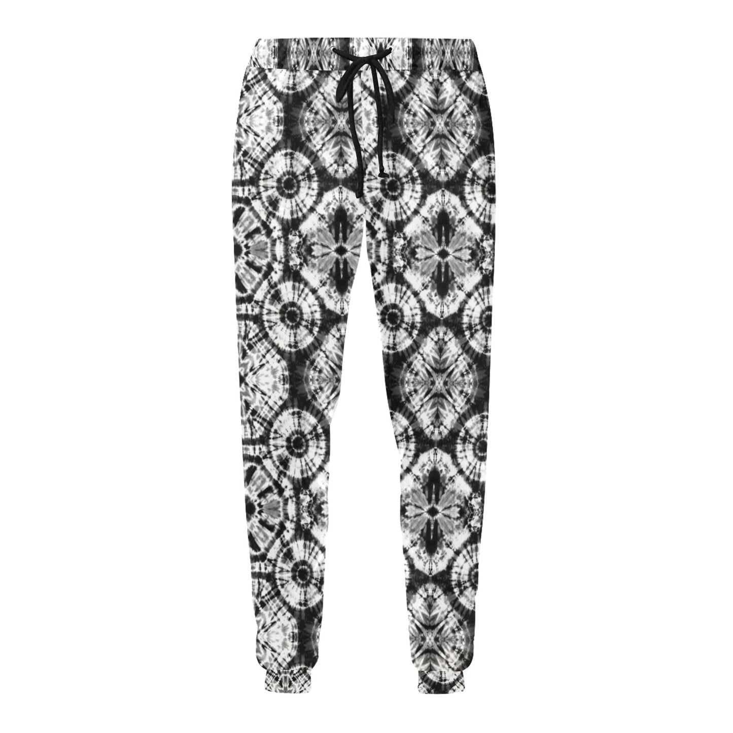 Tie Dye Black White Design Print Men's Sweatpants