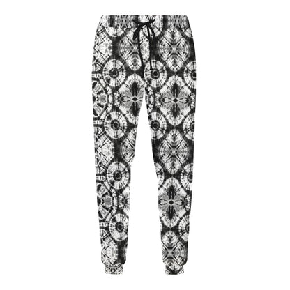 Tie Dye Black White Design Print Men's Sweatpants