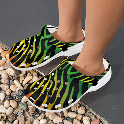 Rainbow Zebra Themed Print Unisex Clogs Shoes