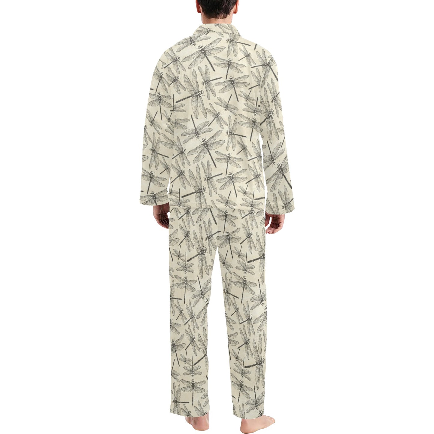 Dragonfly Print Design LKS402 Men's Long Pajama Set