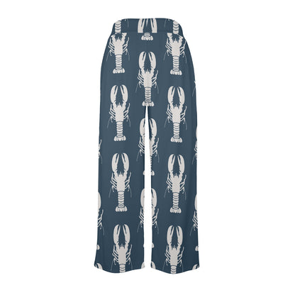 Lobster Pattern Print Design 02 Women's Wide Leg Lounge Pants
