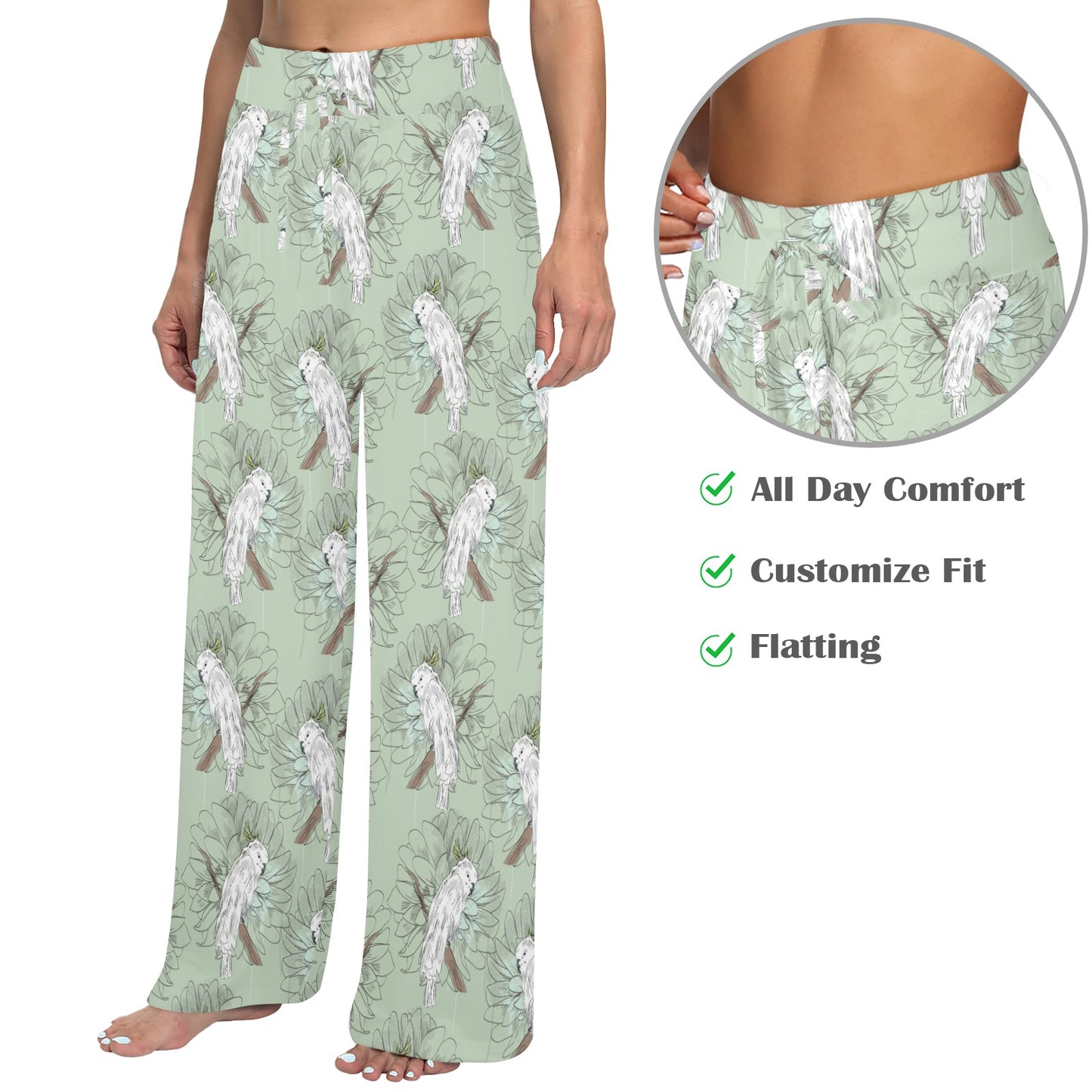 Cockatiel Pattern Print Design 01 Women's Wide Leg Lounge Pants