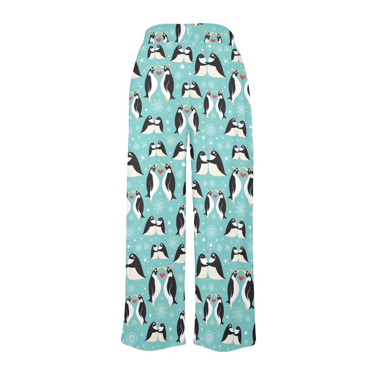 Penguin Love Print Women's Wide Leg Lounge Pants