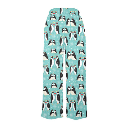 Penguin Love Print Women's Wide Leg Lounge Pants