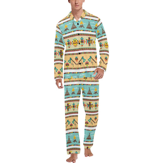 American indian Life Pattern Men's Long Pajama Set