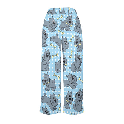 Schnauzers Pattern Print Design A02 Women's Wide Leg Lounge Pants