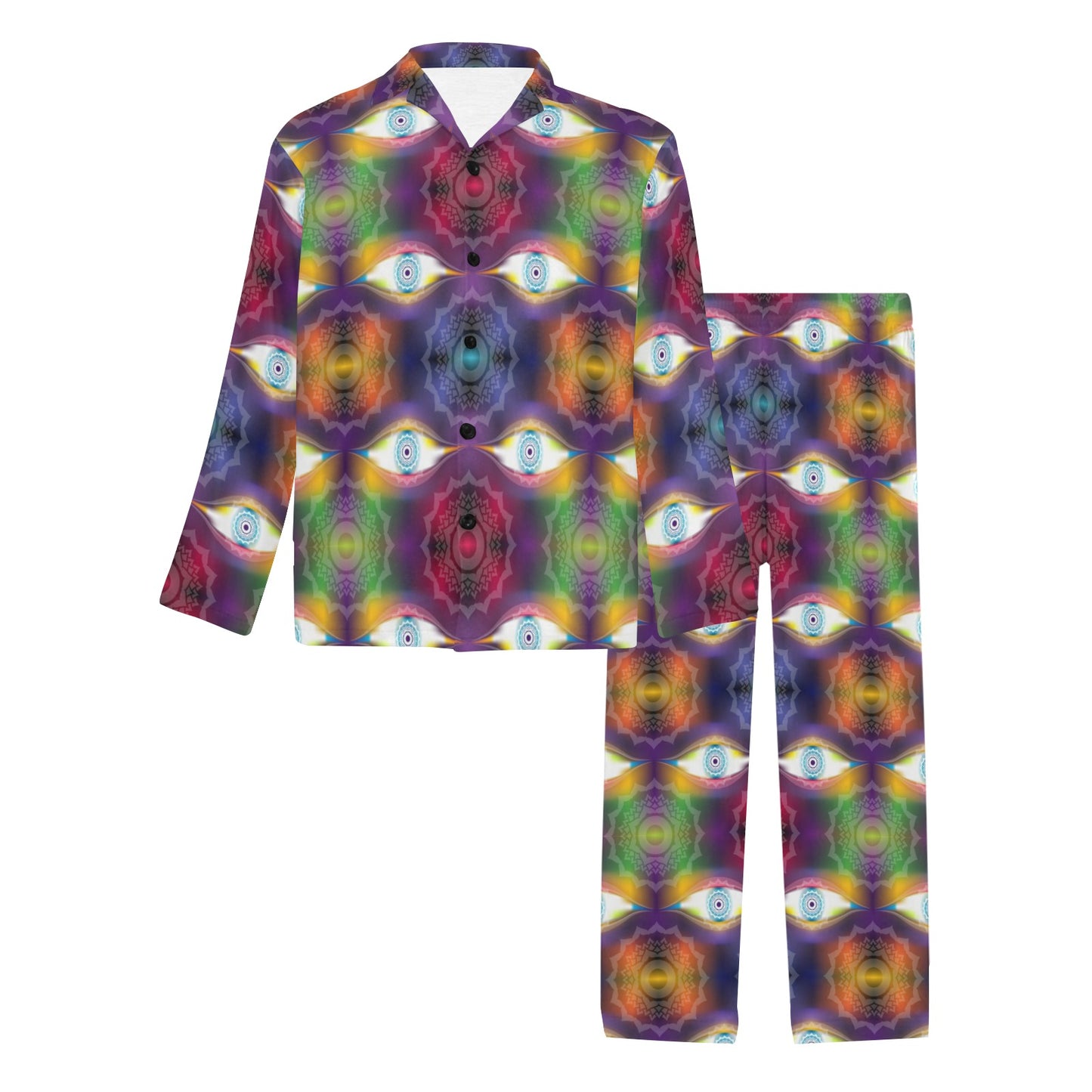 Chakra Eye Print Pattern Men's Long Pajama Set