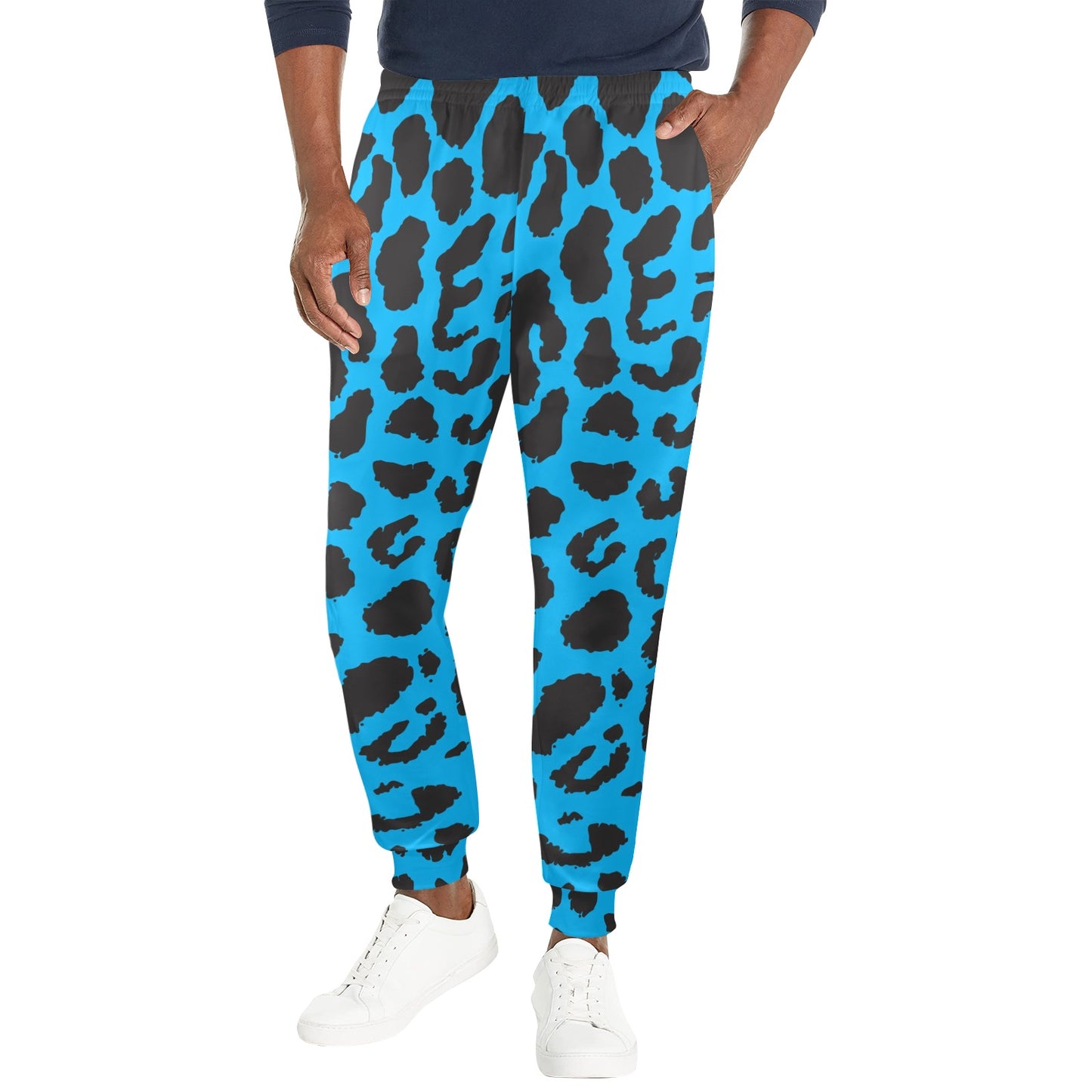 Cheetah Blue Print Pattern Men's Casual Track Pants