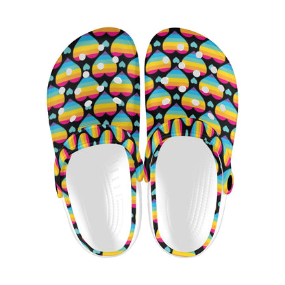 Rainbow Heart Print Pattern Unisex Clogs Shoes