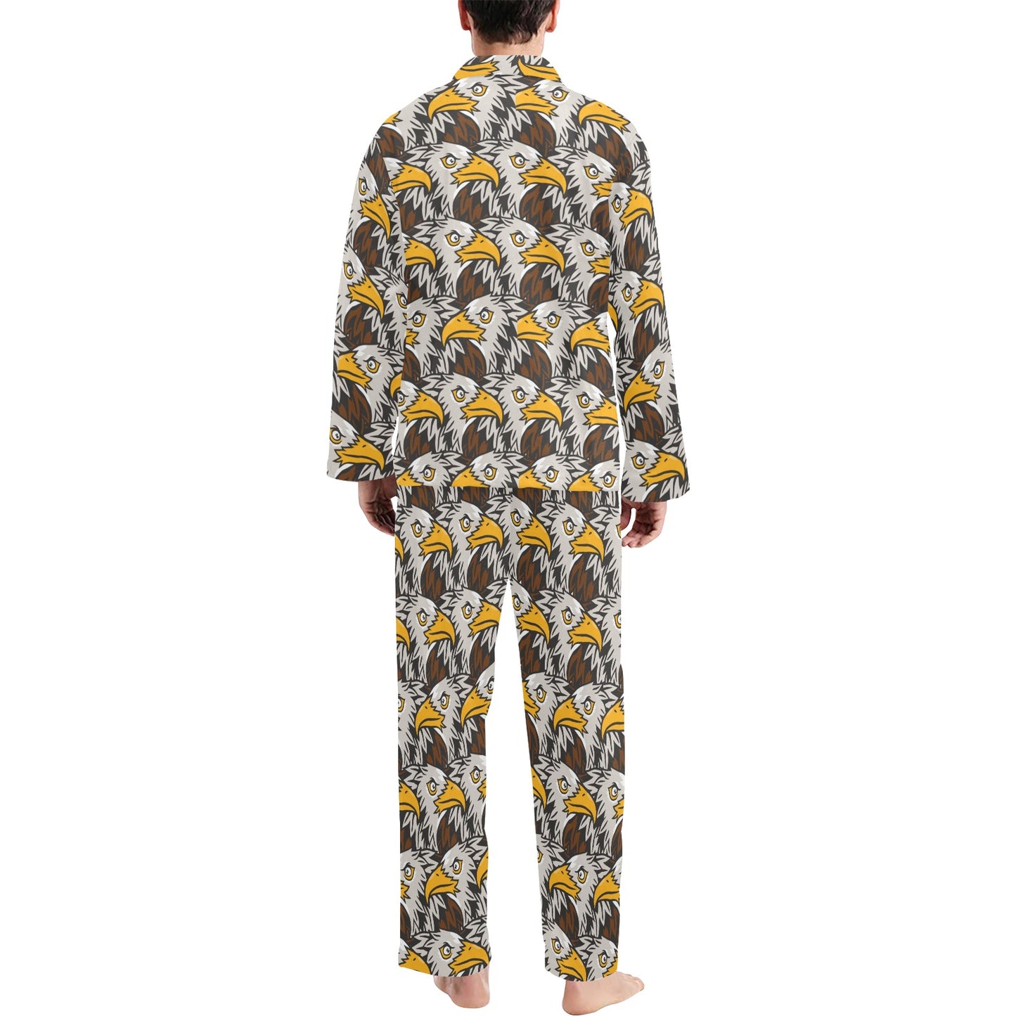 Eagles Head Pattern Men's Long Pajama Set