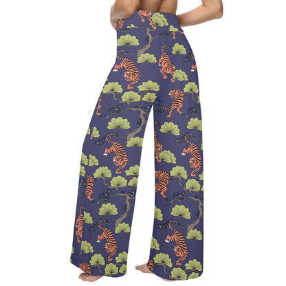 Tiger Pattern Japan Style Women's Wide Leg Lounge Pants
