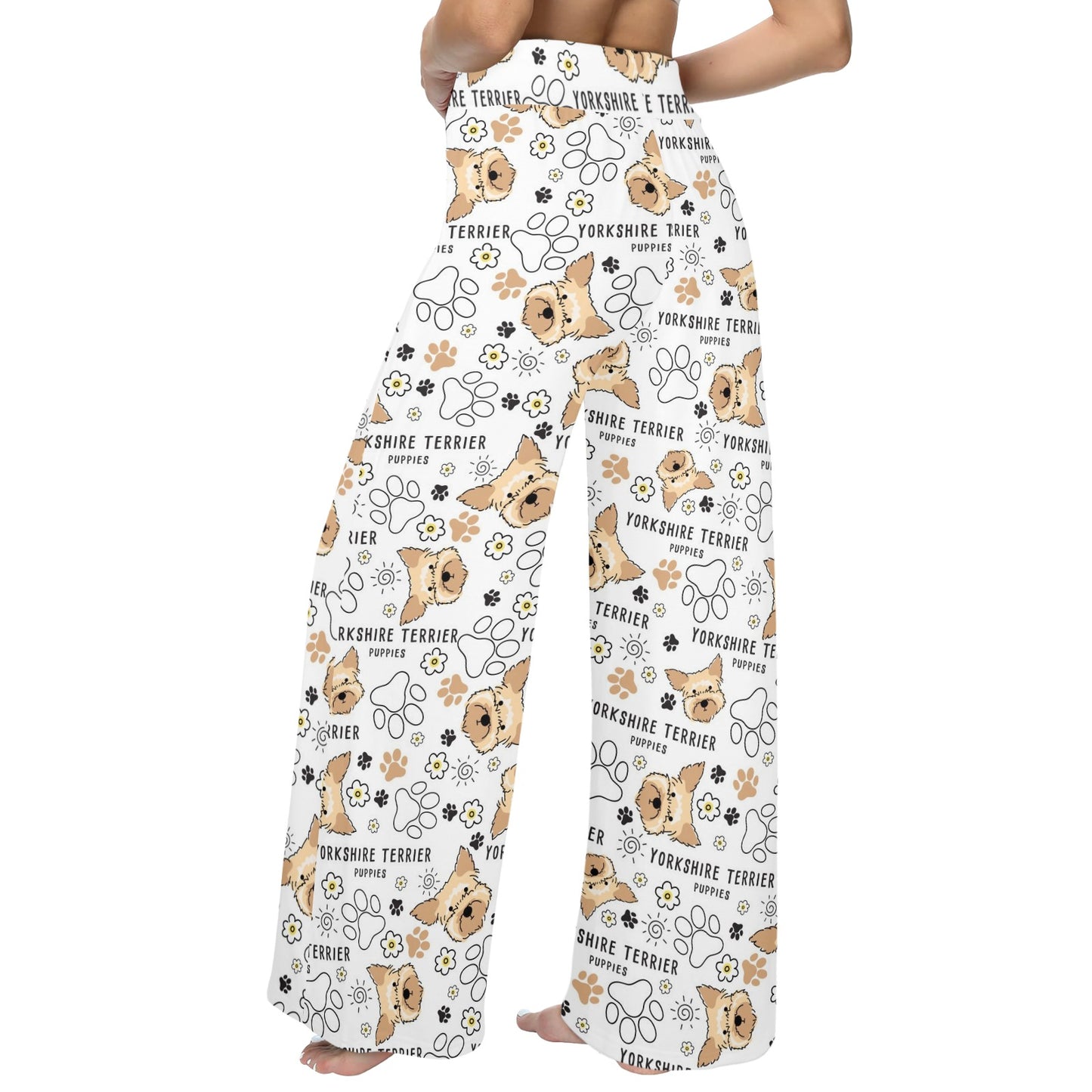 Yorkshire Terriers Print Design LKS308 Women's Wide Leg Lounge Pants