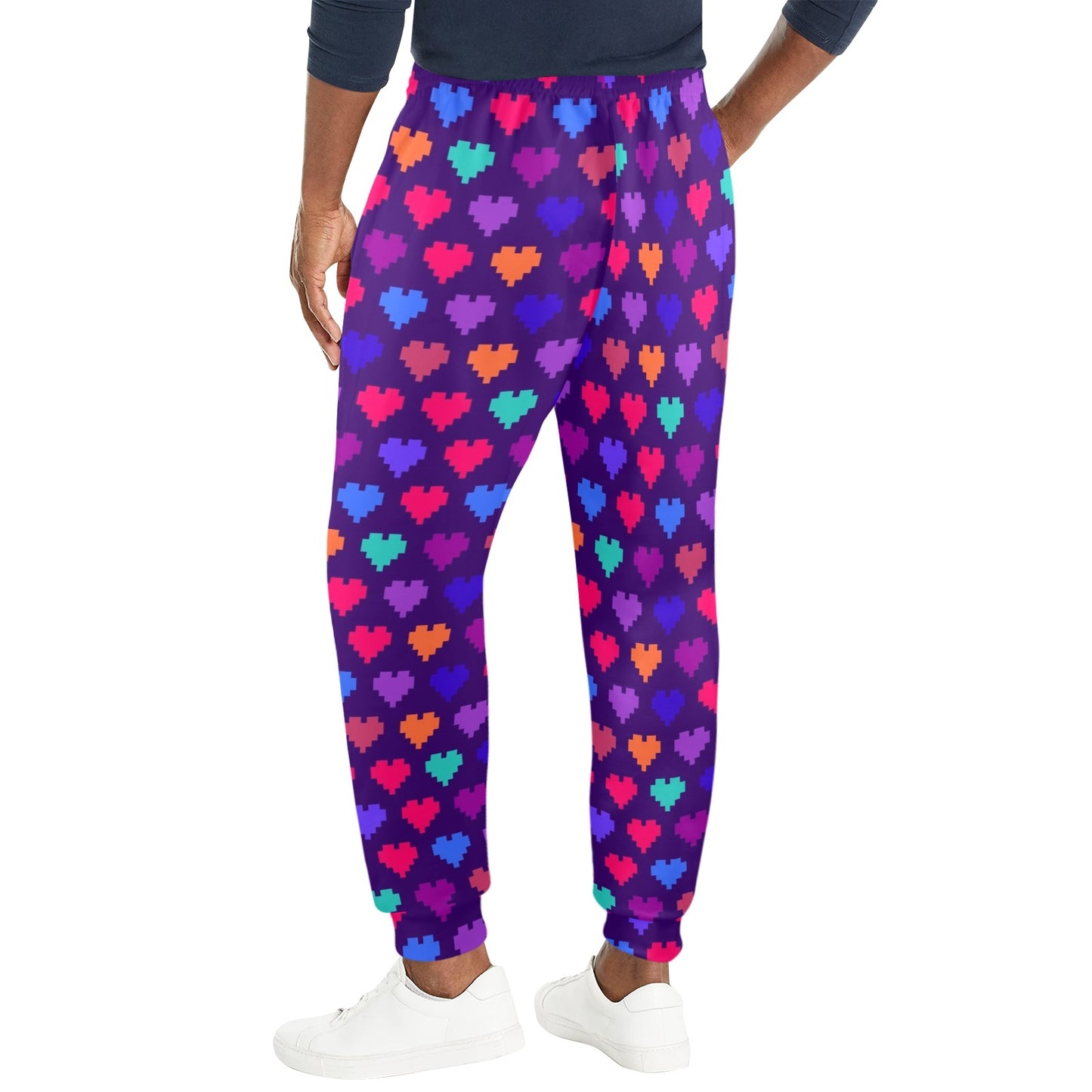 Heart Pixel Pattern Print Design HE03 Men's Casual Track Pants