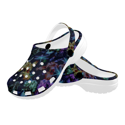 Dragonfly With Floral Print Pattern Unisex Clogs Shoes