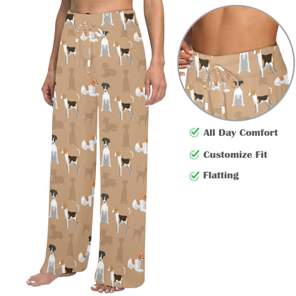 English Foxhounds Design Print Pattern JJ0127 Women's Wide Leg Lounge Pants