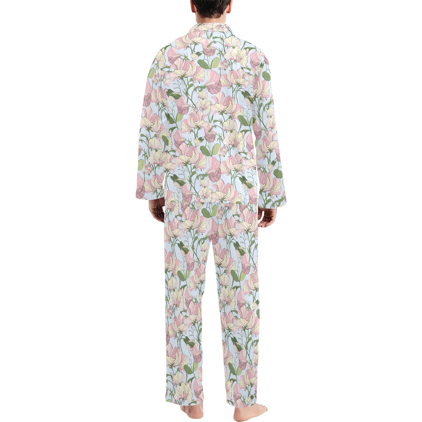 Sweet Pea Print Design LKS304 Men's Long Pajama Set