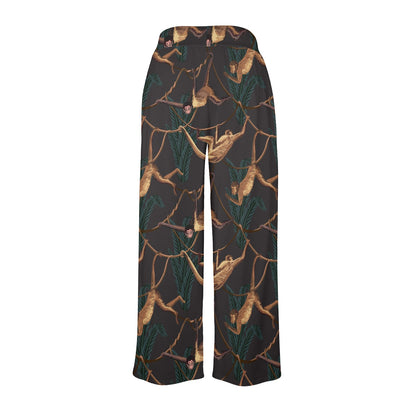Monkey Pattern Print Design 02 Women's Wide Leg Lounge Pants