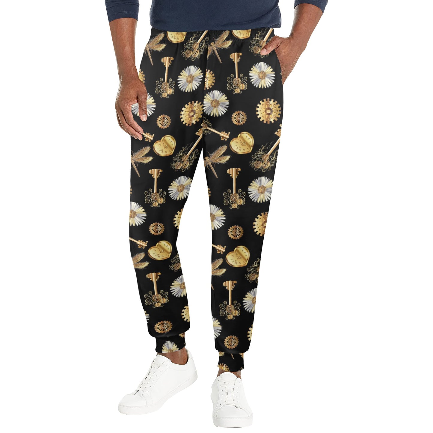Steampunk Dragonfly Design Themed Print Men's Casual Track Pants