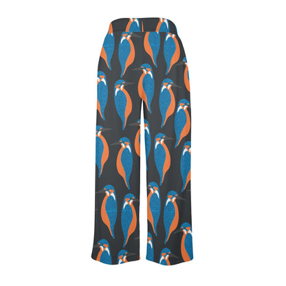 Kingfisher Pattern Print Design 03 Women's Wide Leg Lounge Pants