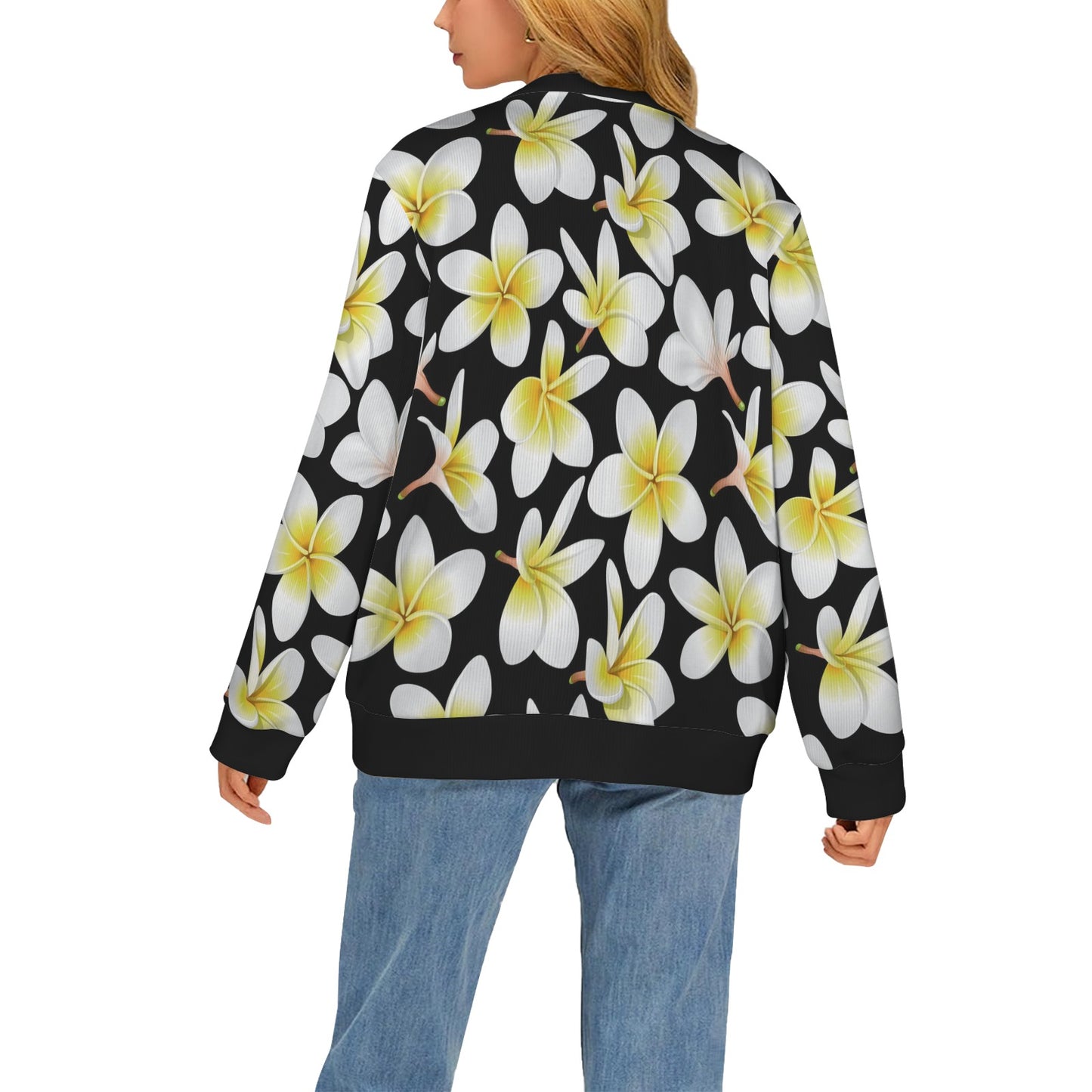 Yellow Plumeria Hawaiian Flowers Women's Cardigan