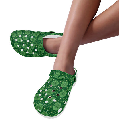 Shamrock Design Print Unisex Clogs Shoes