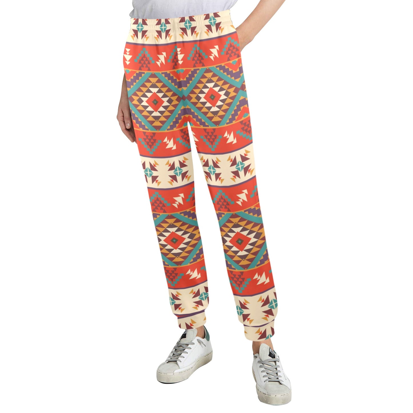 Aztec Red Print Pattern Women's Casual Track Pants