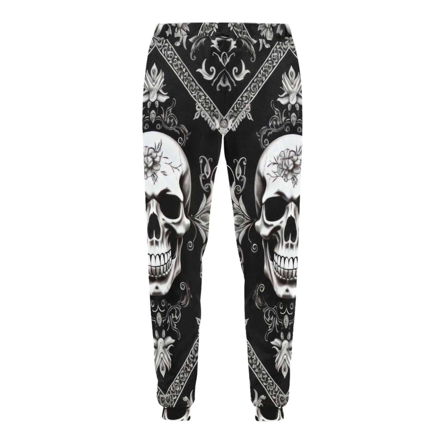 Bandana Black Style with Skull Men's Sweatpants