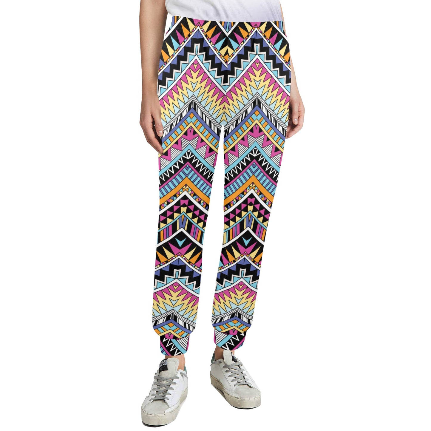 Multicolor zigzag Tribal Aztec Women's Casual Track Pants