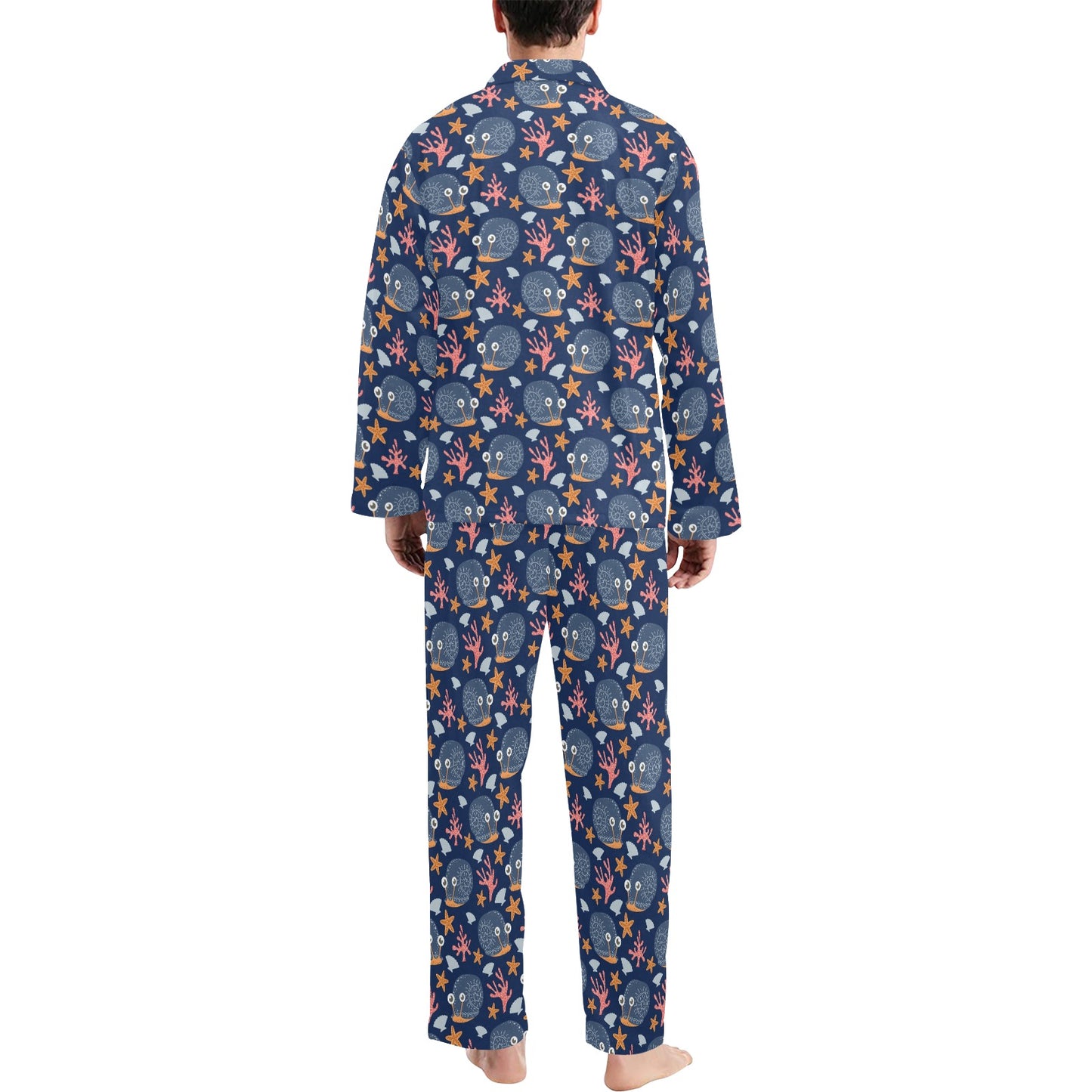 Snail Print Design LKS402 Men's Long Pajama Set