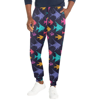 Angelfish Colorful Pattern Print Design 03 Men's Casual Track Pants