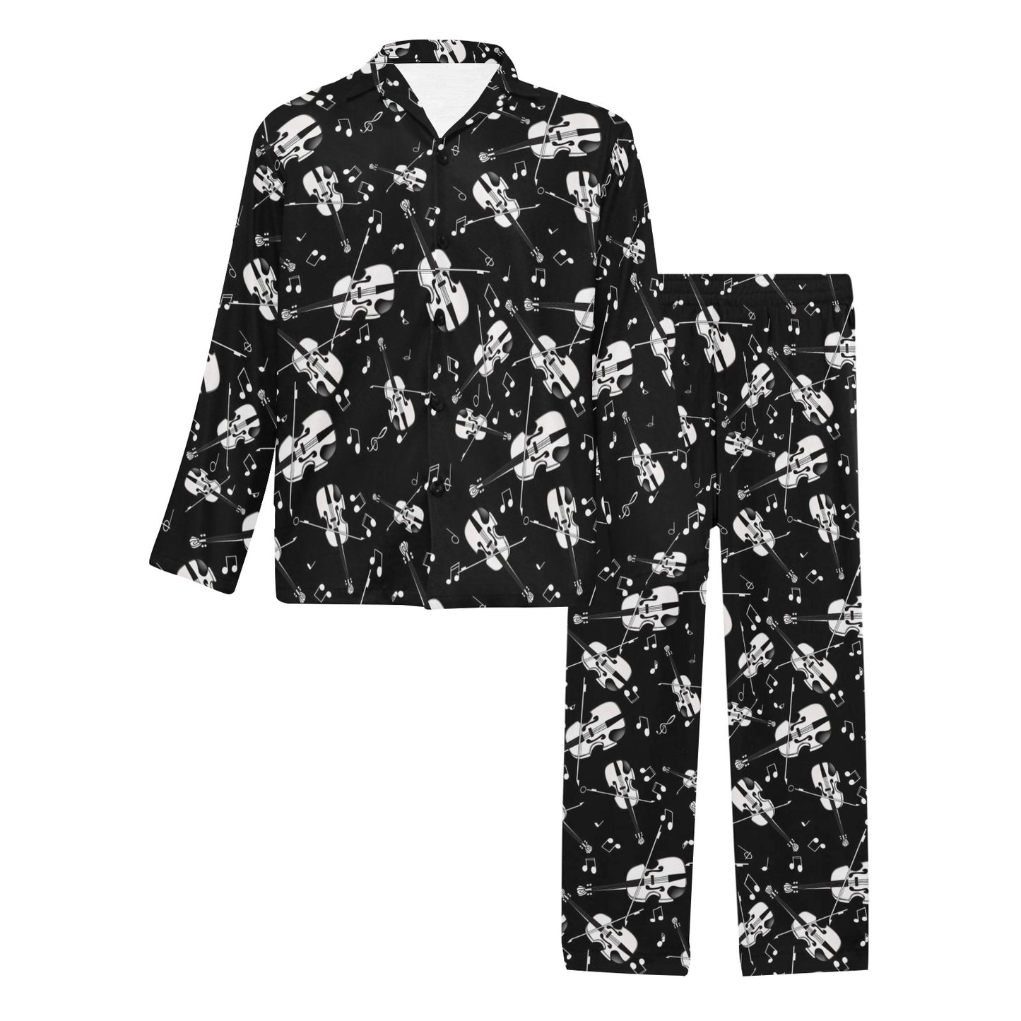 Violin Print Design LKS404 Men's Long Pajama Set