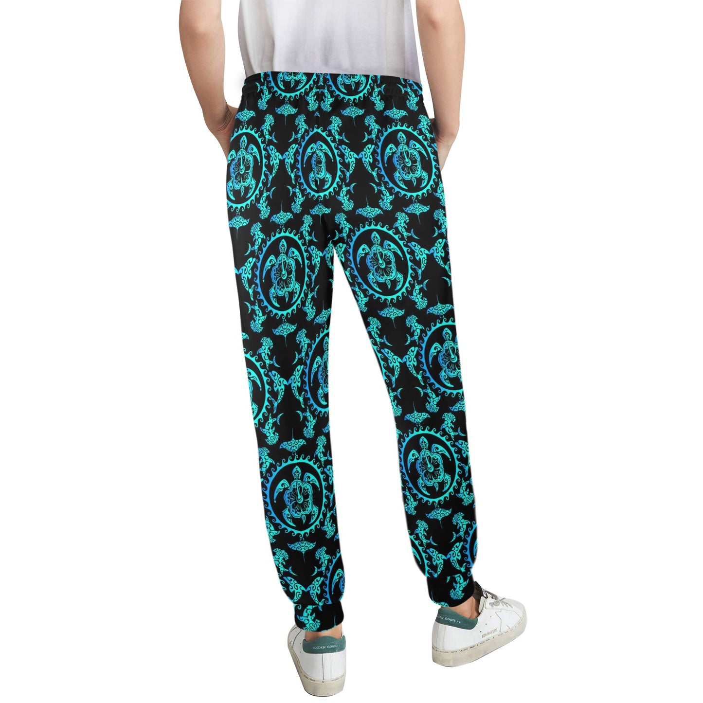 turquoise Tribal Sea Turtle Hawaiian Women's Casual Track Pants
