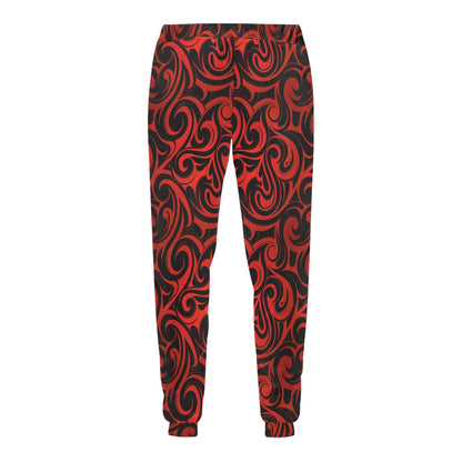Maori Red Black Themed Design Men's Sweatpants