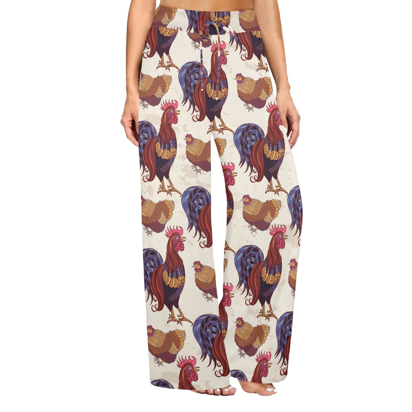 Rooster Pattern Print Design A03 Women's Wide Leg Lounge Pants