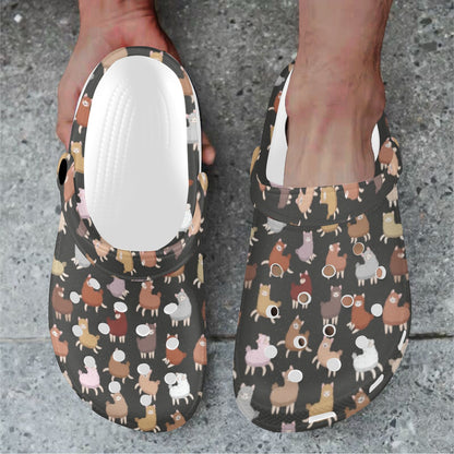 Alpaca Cute Design Themed Print Unisex Clogs Shoes