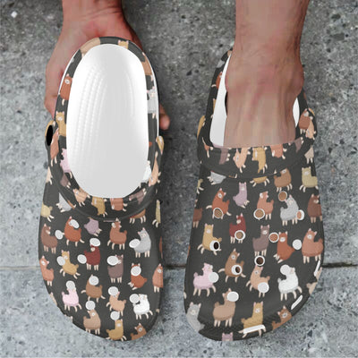 Alpaca Cute Design Themed Print Unisex Clogs Shoes