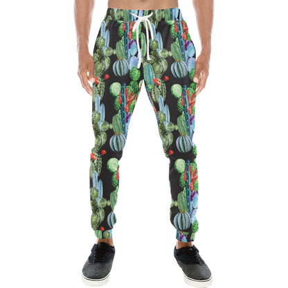 Cactus Watercolor Style Print Men's Sweatpants