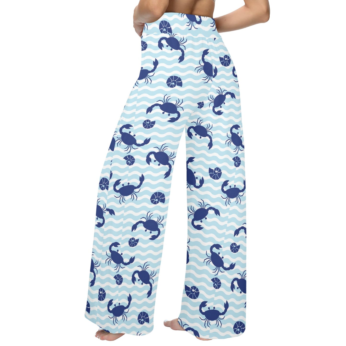 Crab Pattern Print Design 04 Women's Wide Leg Lounge Pants