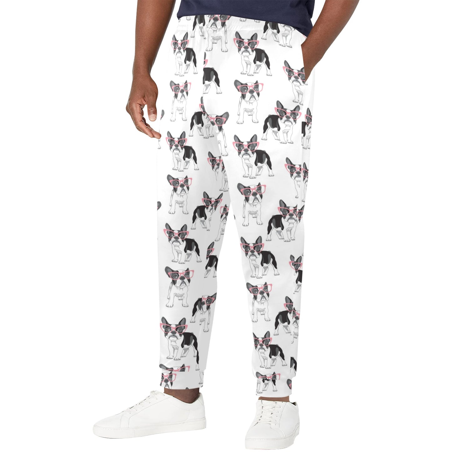 Boston Terrier Pattern Print Design 03 Men's Casual Track Pants