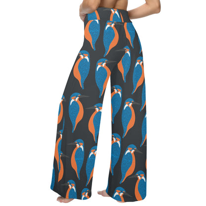 Kingfisher Pattern Print Design 03 Women's Wide Leg Lounge Pants
