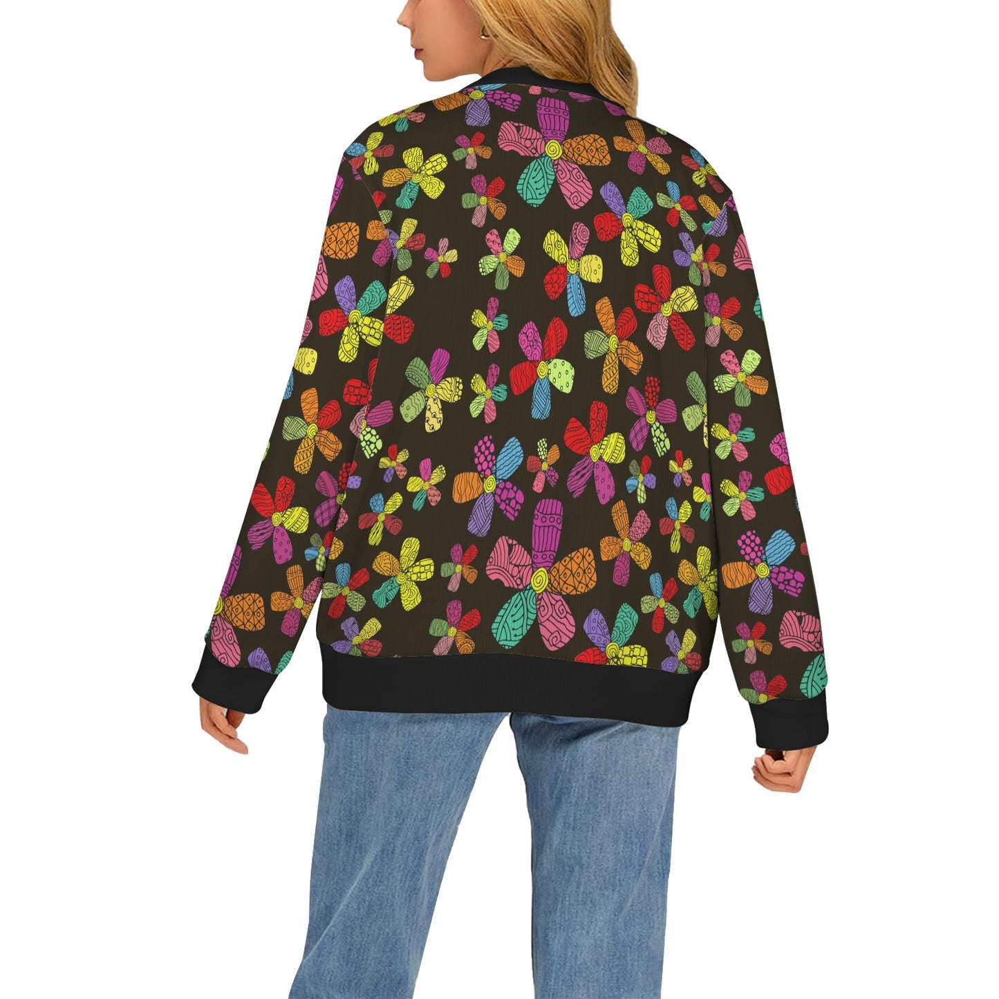 Flower Power Colorful Print Pattern Women's Cardigan