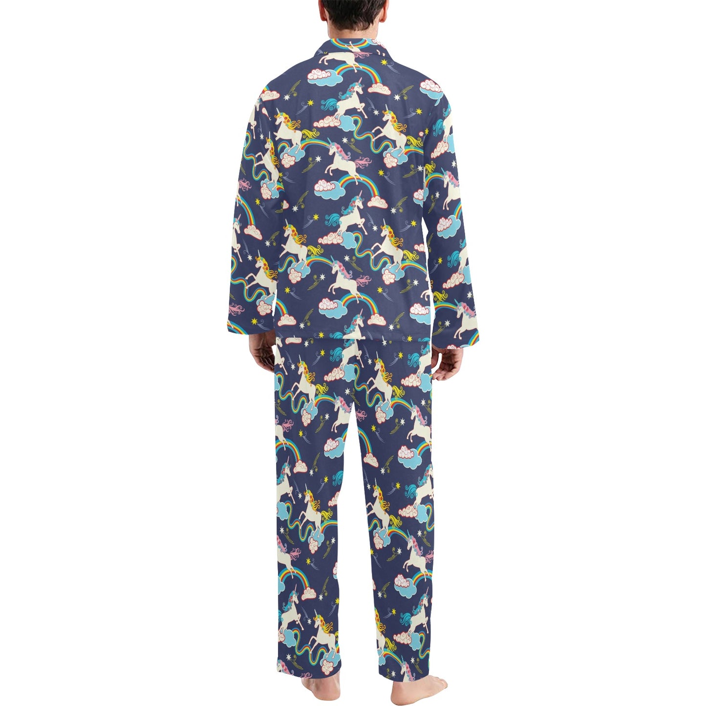 Unicorn Print Design LKS304 Men's Long Pajama Set