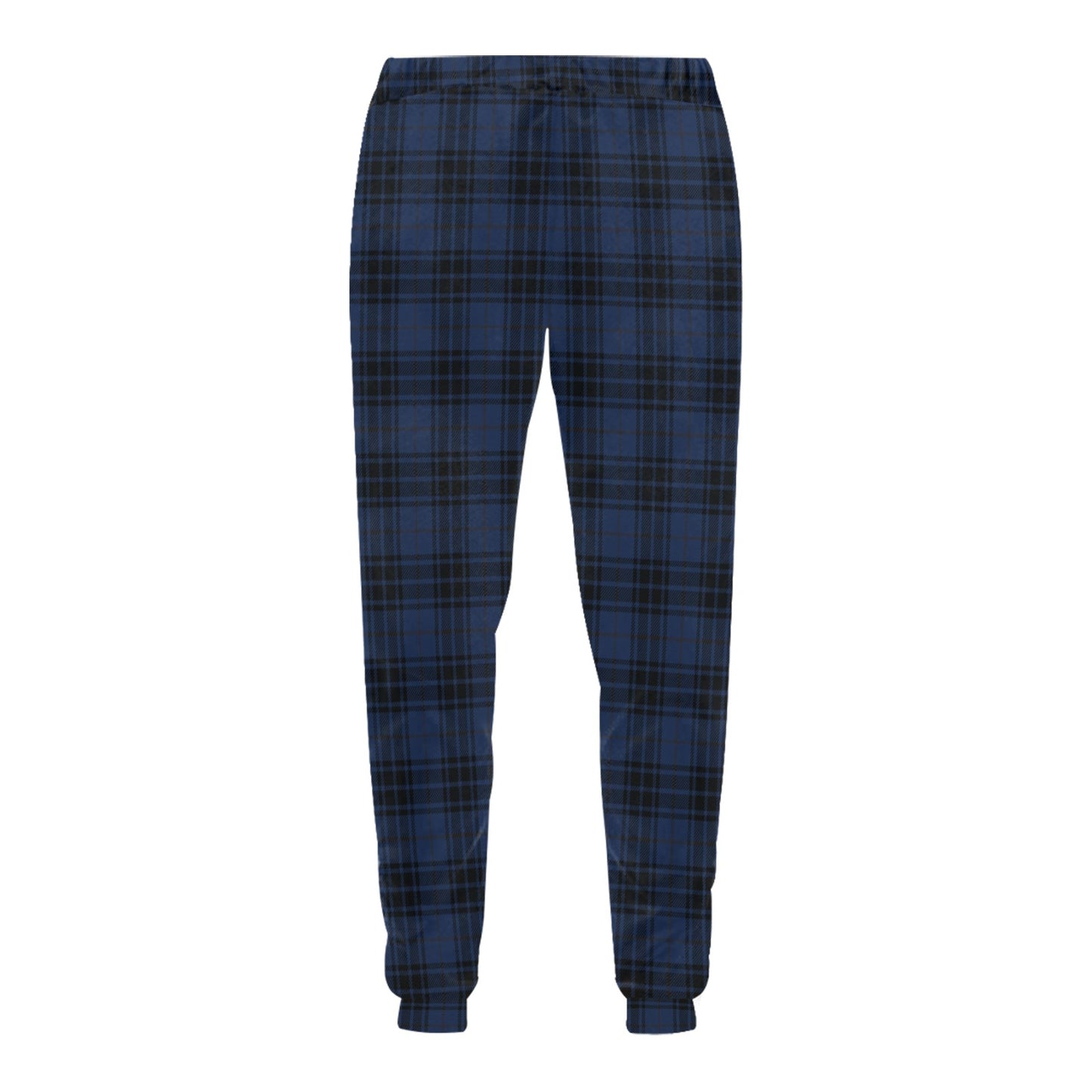 Navy Blue Tartan Plaid Pattern Men's Sweatpants